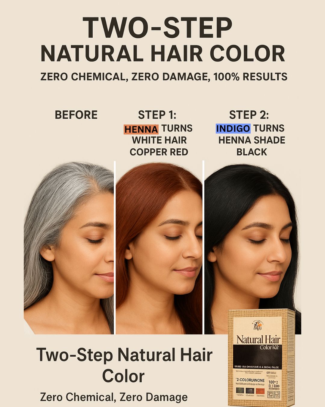 Natural Color Kit | Combo Kit (Indigo + Henna + Accessories)