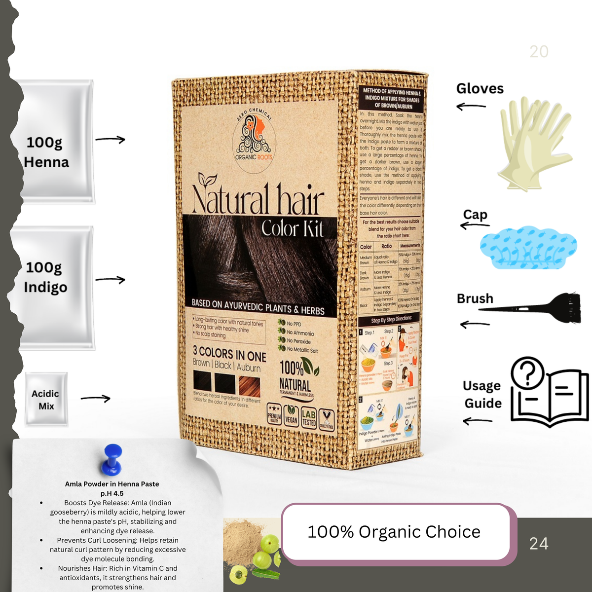 Natural Color Kit | Combo Kit (Indigo + Henna + Accessories)
